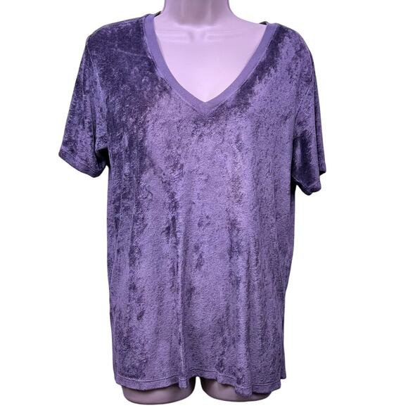 Michael stars velvet galvanized gray slouchy v neck short sleeve blouse small - Picture 3 of 10